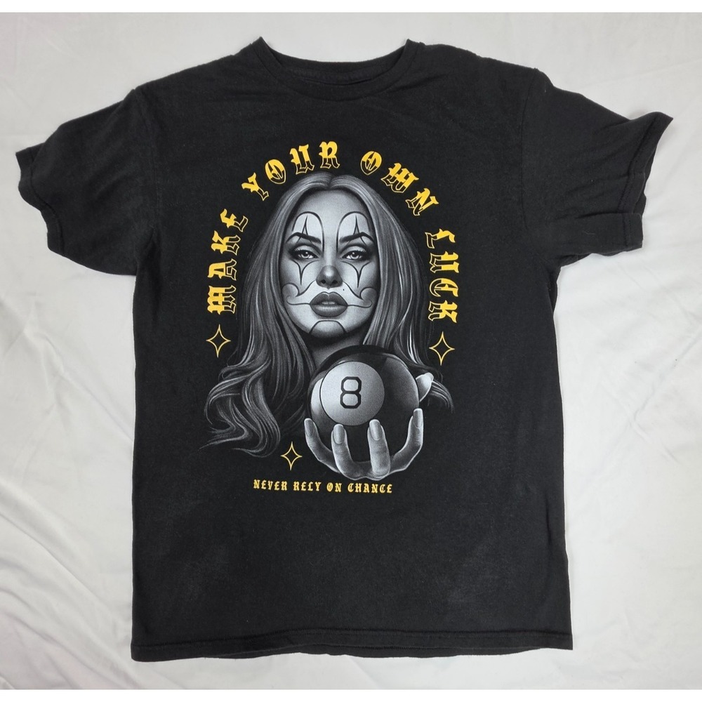 DOM DGA Homies Medium Make Your Own Luck 8 Ball Clown Girl Black Graphic Tee